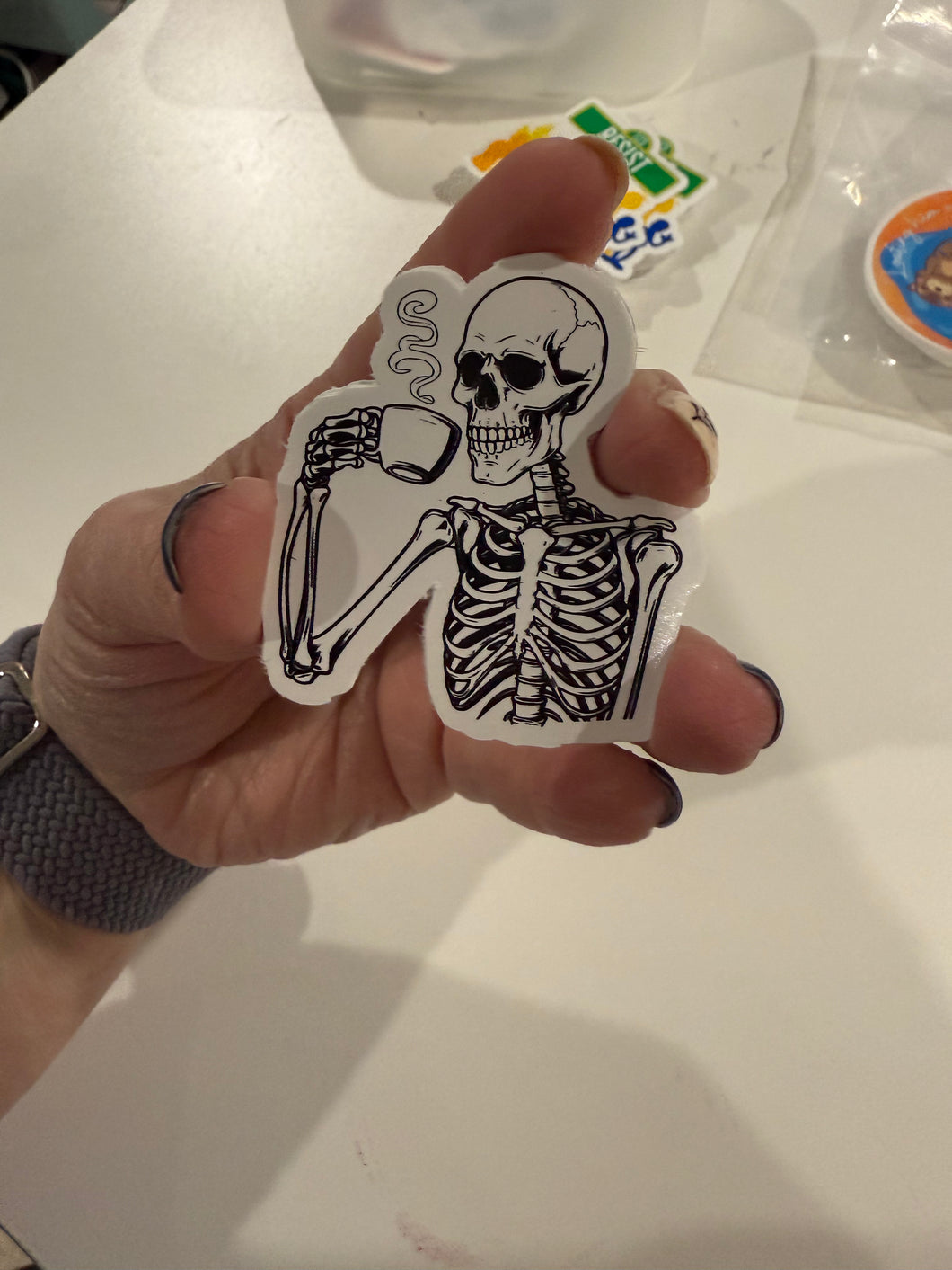 Skeleton Drinking Coffee